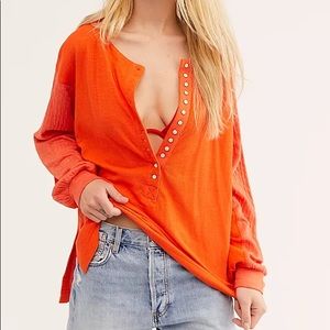 Free People Back At It Henley Oversized Top